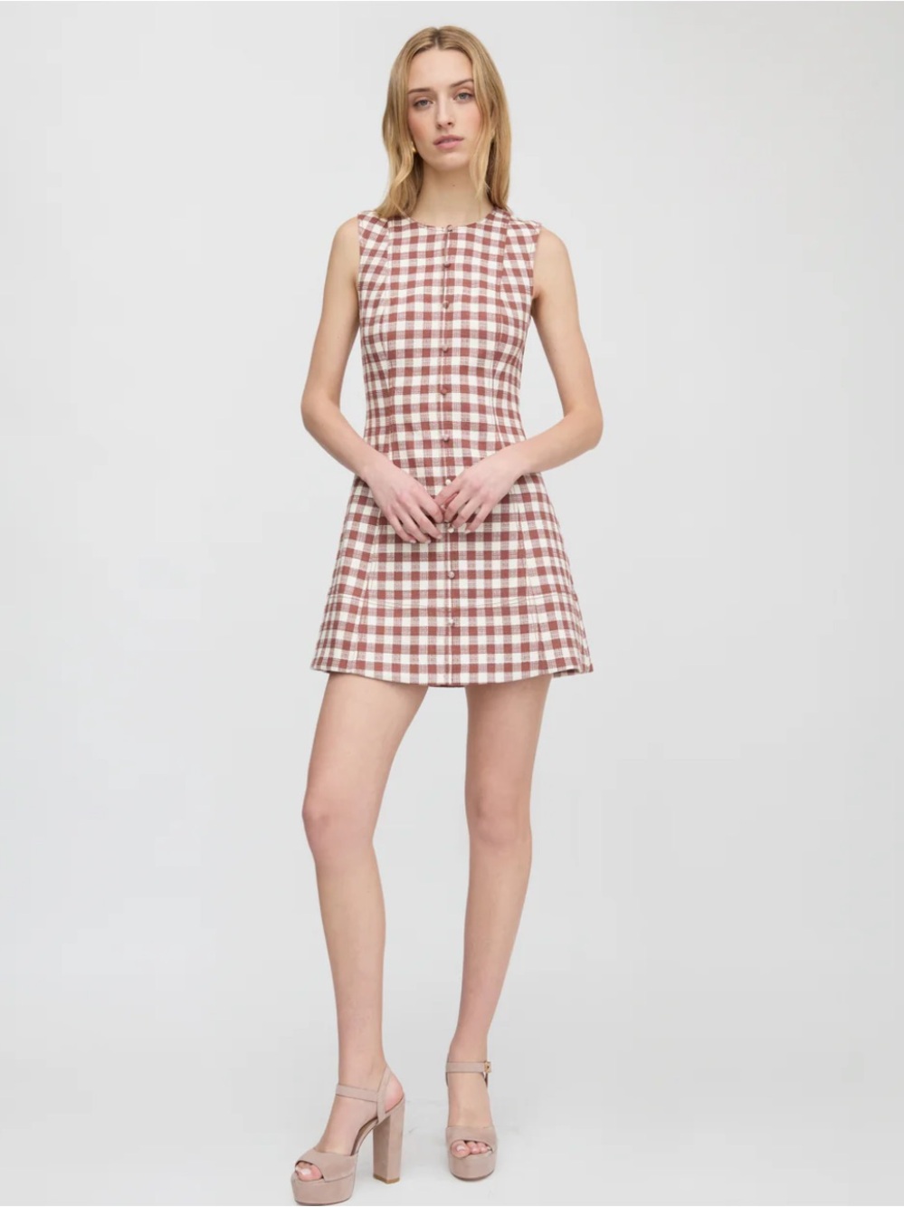 Hill House Home The Angie Dress in Rust Gingham Brown White - Picture 5 of 6